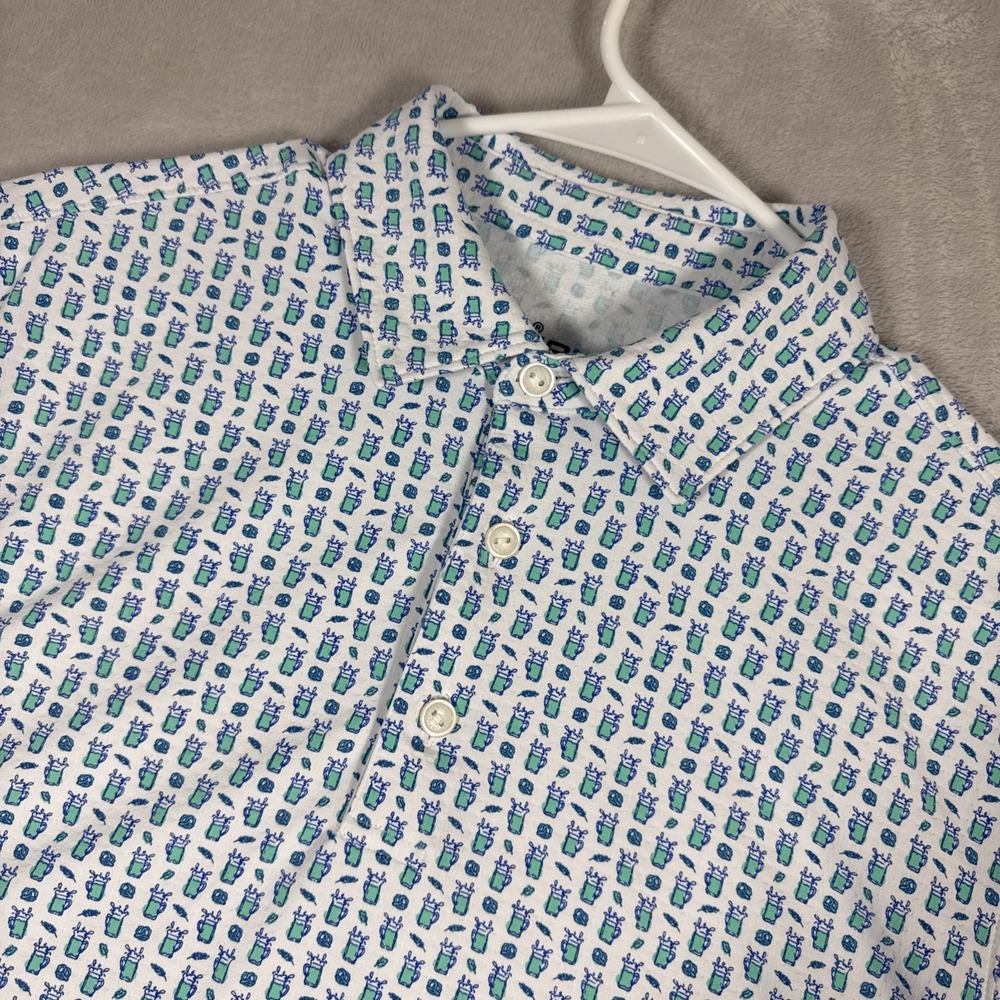 IBKUL Polo Shirt Mens Med Cocktail AOP Print Performance Golf Stretch UPF Cool
